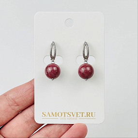 Серьги из Родонита