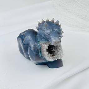 Волк резной из камня Агат серый с жеодой, Артикул: 071571 - изображение товара №2