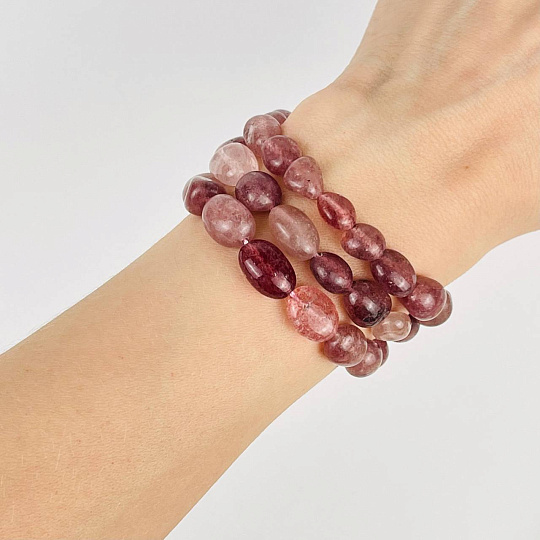 Бусины для украшений из Клубничного кварца, Артикул: 086705 - изображение товара №2