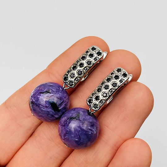 Серьги из Чароита, Артикул: 103261 - изображение товара №1