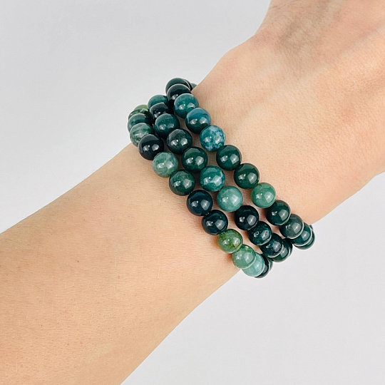 Бусины для рукоделия из Агата мохового (58 бусин), Артикул: 076613 - изображение товара №3