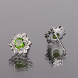Серьги-пусеты  Хромдиопсид "Якутский изумруд" (Россия)
