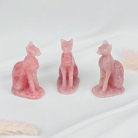 Статуэтка "Кошка" из мадагаскарского Розового кварца, Артикул: 116385 - изображение товара №3