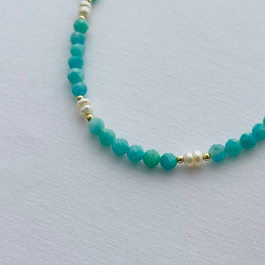 Чокер из Амазонита и Жемчуга, Артикул: 100338 - изображение товара №2