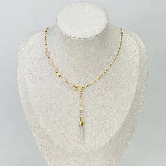 Колье на цепочке с Розовым кварцем, Артикул: 115364 - изображение товара №1