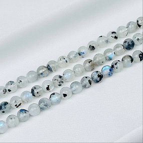 Бусины для украшений из Лунного камня с вкл. Турмалина (48 бусин), Артикул: 085562 - изображение товара №1