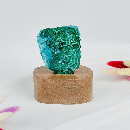 Срез Хризоколлы в Малахите на подставке, Артикул: 116185 - изображение товара №1