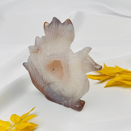 Лиса "Кицунэ" из Агата с жеодой, Артикул: 097063 - изображение товара №2