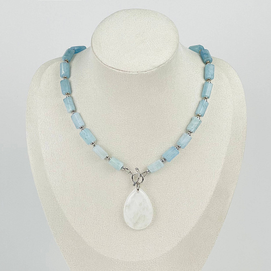 Колье из Аквамарина с Горным Хрусталем, Артикул: 116872 - изображение товара №1