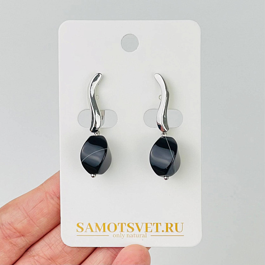 Серьги из полосатого Агата, Артикул: 116846 - изображение товара №1