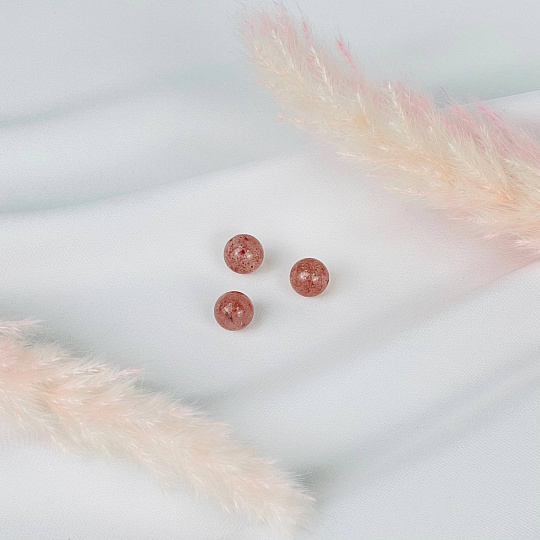 Бусины для украшений из Клубничного кварца (3 шт), Артикул: 117561 - изображение товара №1