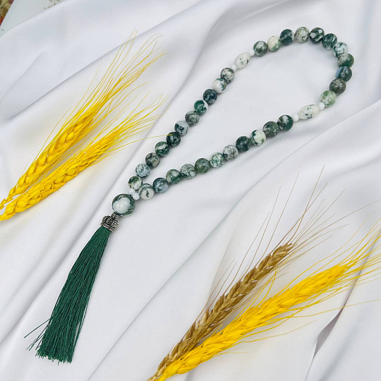 Чекти из мохового Агата (33 бусины), Артикул: 105163 - изображение товара №1