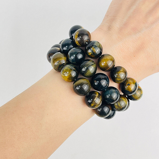 Бусины для украшений из Тигрово- Соколиного глаза (32 бусины), Артикул: 076612 - изображение товара №2