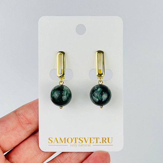 Серьги из Серафинита, Артикул: 117216 - изображение товара №1