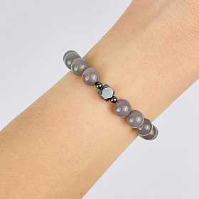Браслет из серого Агата со вставкой