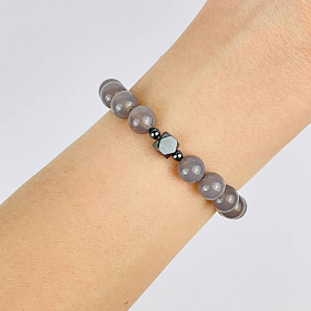 Браслет из серого Агата со вставкой