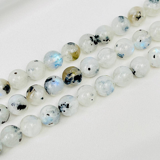 Бусины для украшений из Лунного камня с вкл. Турмалина (36 бусин), Артикул: 065637 - изображение товара №1