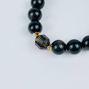 Браслет из золотистого Обсидиана и Раухтопаза, Артикул: 117870 - изображение товара №2