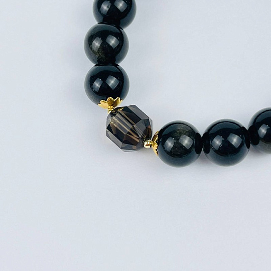 Браслет из золотистого Обсидиана и Раухтопаза, Артикул: 117870 - изображение товара №2