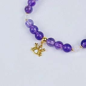Браслет из детский из Аметиста и Лунного камня с подвеской, Артикул: 118130 - изображение товара №2