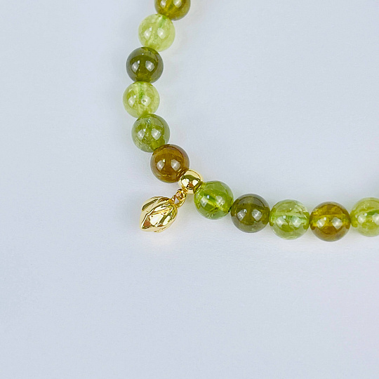 Браслет из зеленого Граната (Гроссуляр) с подвеской, Артикул: 117834 - изображение товара №3