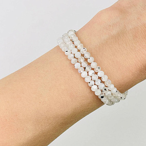 Бусины для рукоделия из Лунного камня с включением Турмалина (130 бусин), Артикул: 082082 - изображение товара №1