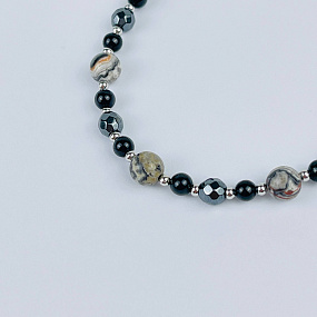 Браслет регулируемый (на защиту) из Яшмы, Турмалина и Гематита, Артикул: 117958 - изображение товара №4