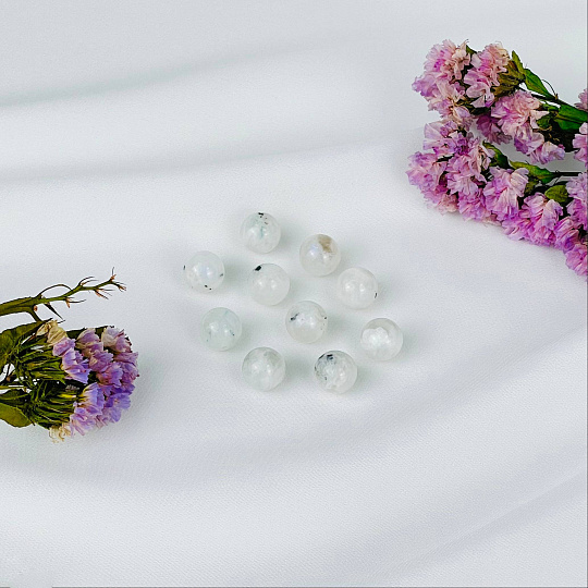 Бусины для украшений из Лунного камня с включением Турмалина (10 шт), Артикул: 117533 - изображение товара №1