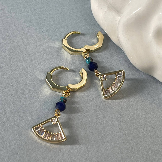 Серьги из Бюризы и Содалита, Артикул: 097730 - изображение товара №2