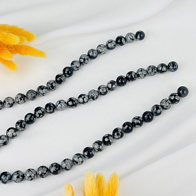 Бусины для украшений из снежного Обсидиана (30 бусин)