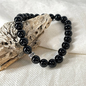 Браслет со вставкой из черного Турмалина, Артикул: 099020 - изображение товара №1