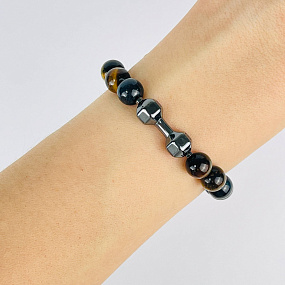 Браслет мужской Live/Lift из Тигрово-Соколиного глаза, Артикул: 090894 - изображение товара №1