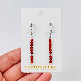 Серьги длинные из Сердолика