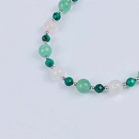 Браслет (Анахата) регулируемый из Малахита, Розового кварца и Авантюрина, Артикул: 117960 - изображение товара №4