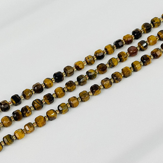 Бусины для украшений из Тигрового глаза (40 бусин), Артикул: 076978 - изображение товара №1