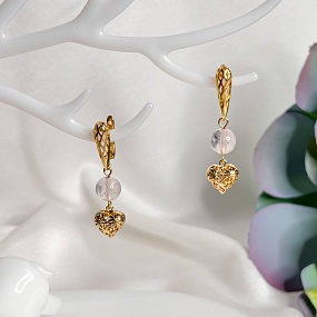 Серьги из Розовым кварцем, Артикул: 096324 - изображение товара №2