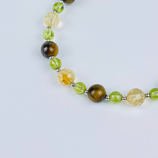 Браслет регулируемый из Цитрина, Хризолита и Тигрового глаза, Артикул: 117970 - изображение товара №4