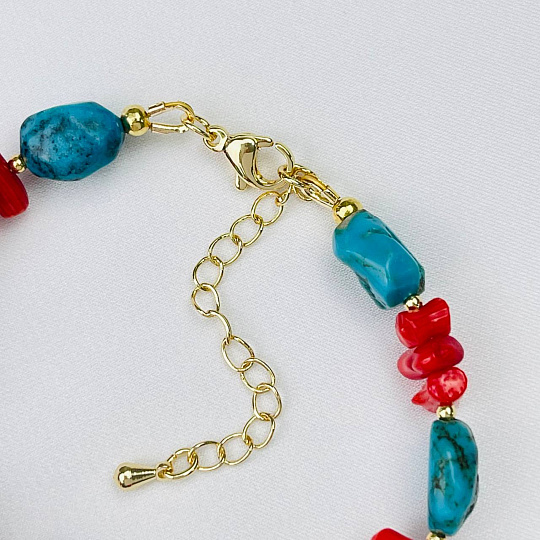 Браслет из Бирюзы и Коралла, Артикул: 114599 - изображение товара №4