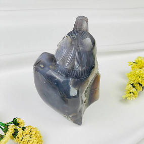 Волк резной из камня Агат серый с жеодой, Артикул: 071928 - изображение товара №4