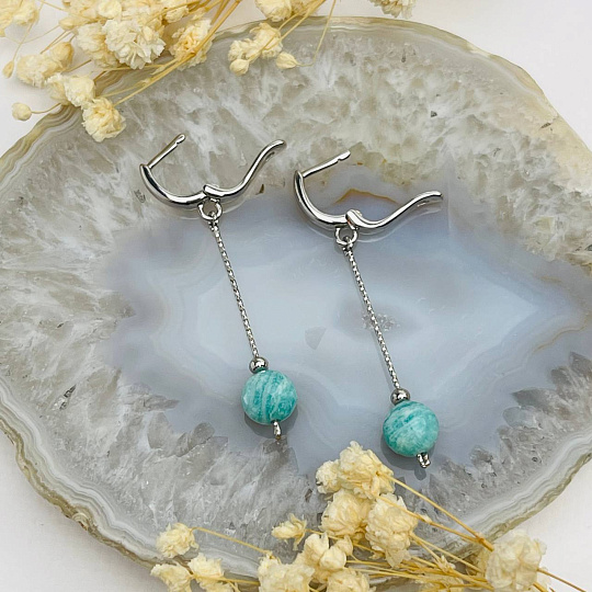 Серьги длинные из Амазонита, Артикул: 104002 - изображение товара №3
