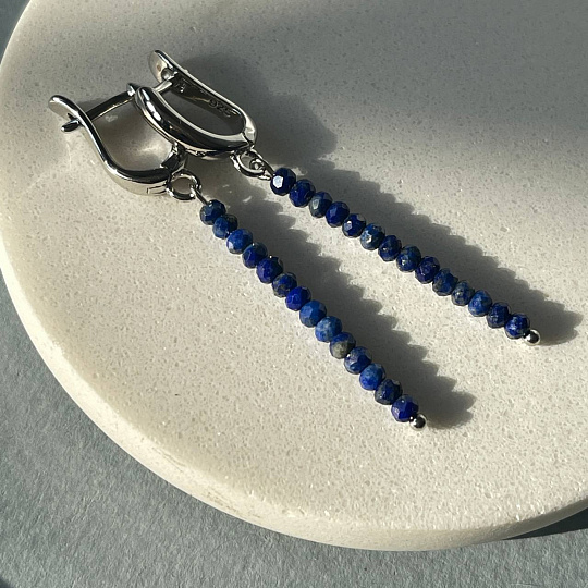 Серьги длинные из Лазурита, Артикул: 097649 - изображение товара №4