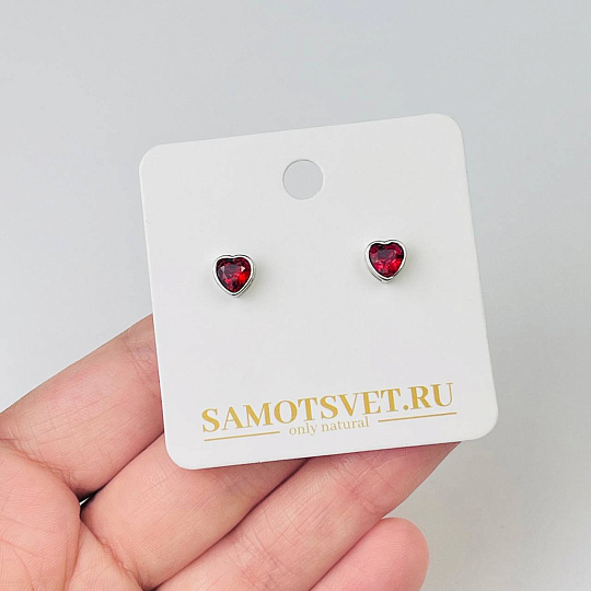 Серьги-пусеты с Гранатом, Артикул: 109466 - изображение товара №2