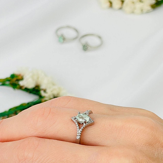 Кольцо регулируемое из зеленого Турмалина, Артикул: 115787 - изображение товара №1