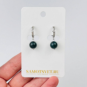 Серьги из Яшмы (Гелиотроп), Артикул: 114553 - изображение товара №1