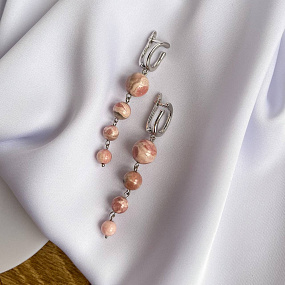 Серьги длинные из Родохрозита, Артикул: 095513 - изображение товара №1