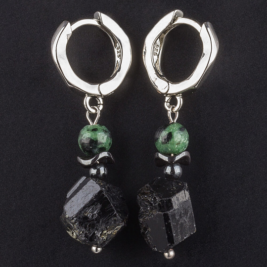 Серьги из Турмалина и Цоизита, Артикул: 092754 - изображение товара №1