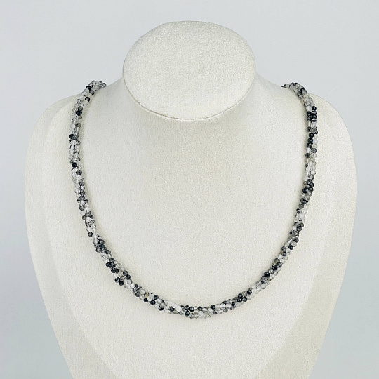 Колье тройное Кварц с включениями Турмалина черного, Артикул: 068011 - изображение товара №1