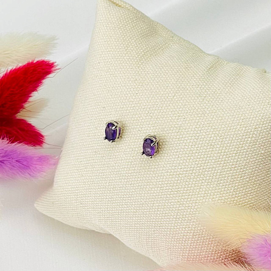 Серьги-пусеты с Аметистом, Артикул: 068554 - изображение товара №1