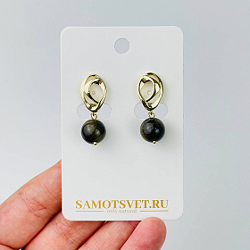 Серьги из золотистого Обсидиана