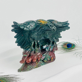 Статуэтка резная "Орёл" из Яшмы "Гелиотроп", Артикул: 104785 - изображение товара №4